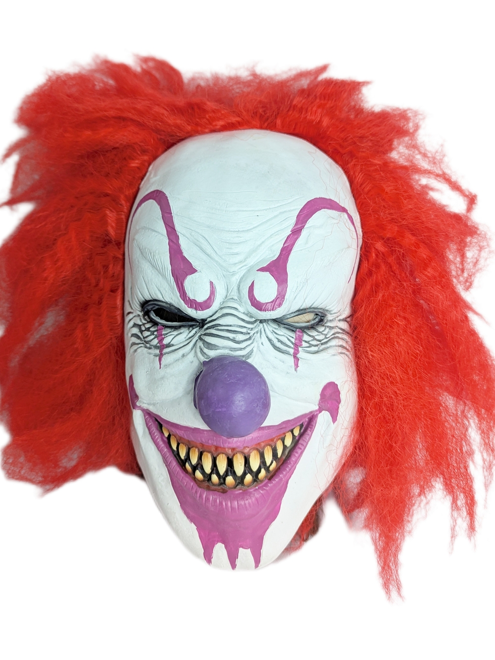 Creepy Clown Halloween Red Hair Mask Costume